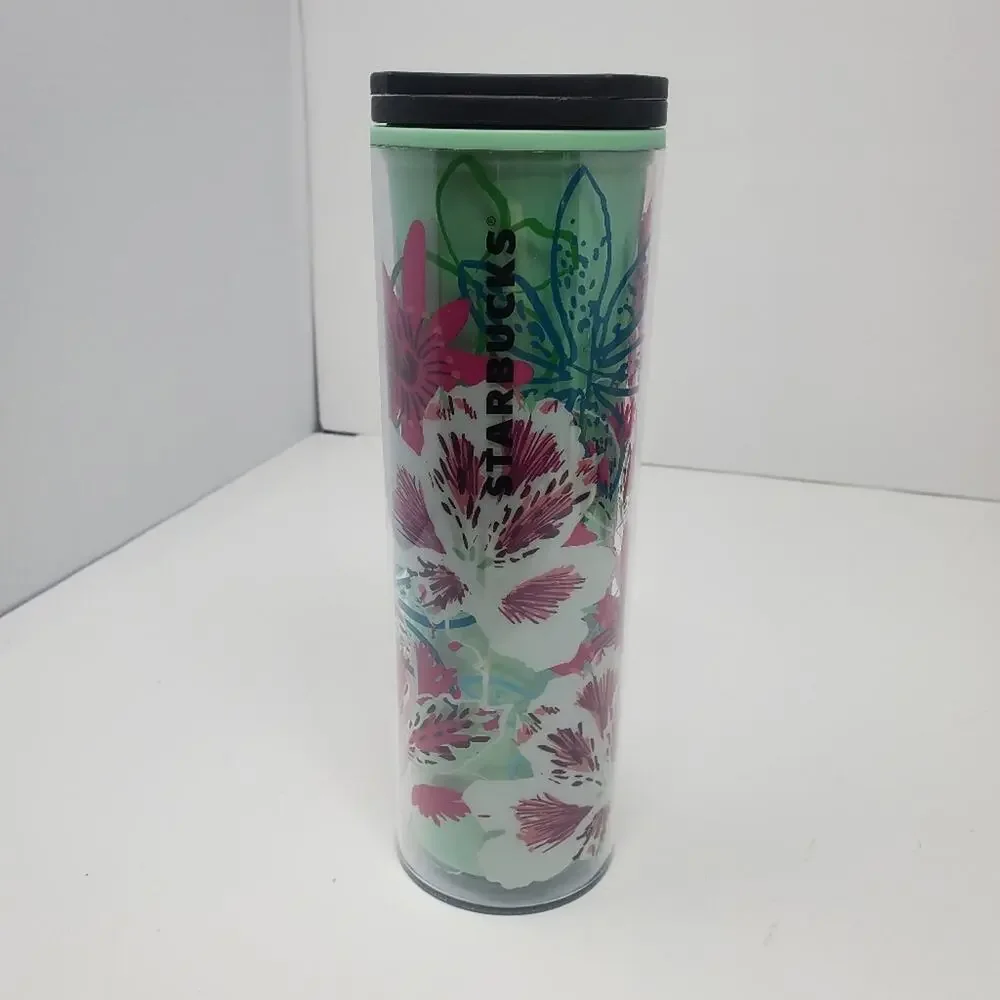 Starbucks Plastic Floral travel mug Large 20 oz New with tags